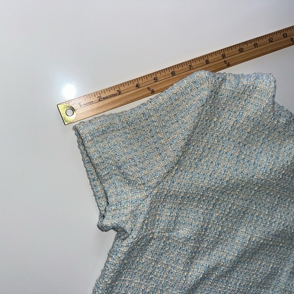 Bebop Women's Blue Cream Short Sleeve Tweed Dress Size Large - Picture 8 of 9